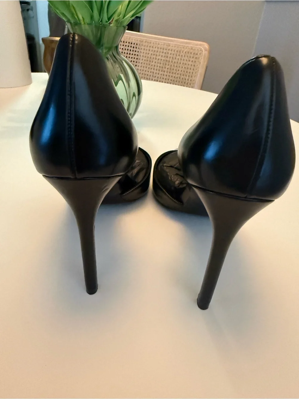 Mango Black Pointed Leather High Heels